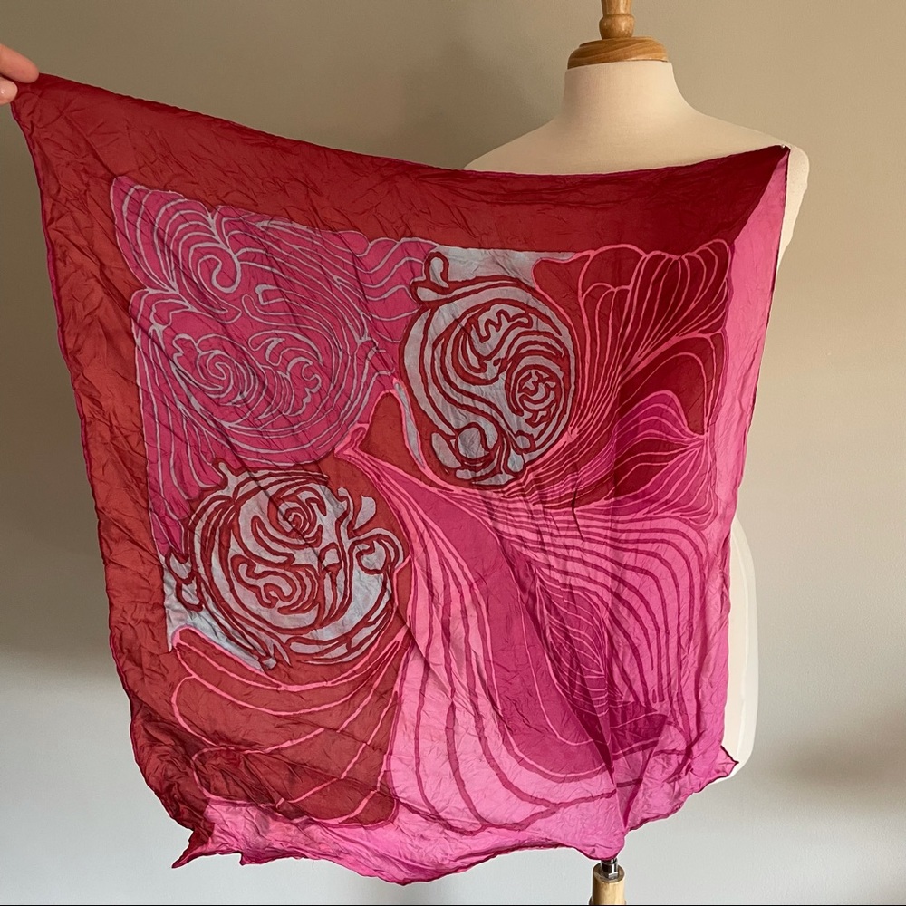 Reversible Silk Blend Hand Rolled Vintage Japanese Scarf